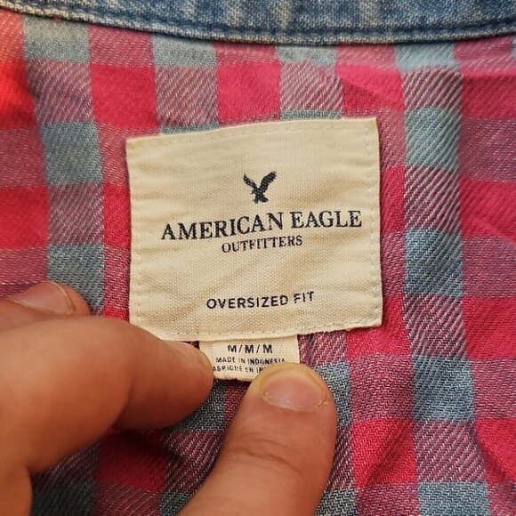 American Eagle Outfitters Distressed Medium Blue Jean Jacket - Picture 7 of 10